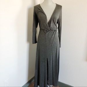 Gray Cotton Plunge Dress